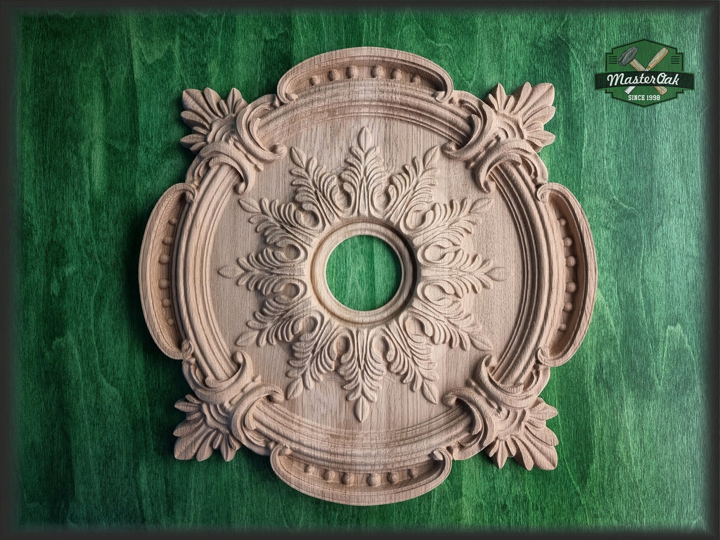 Round Architectural Applique Rosette Onlay Detailed Acanthus Ornamentation