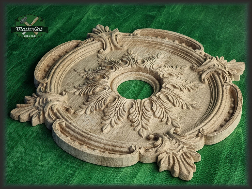 Round Architectural Applique Rosette Onlay Detailed Acanthus Ornamentation