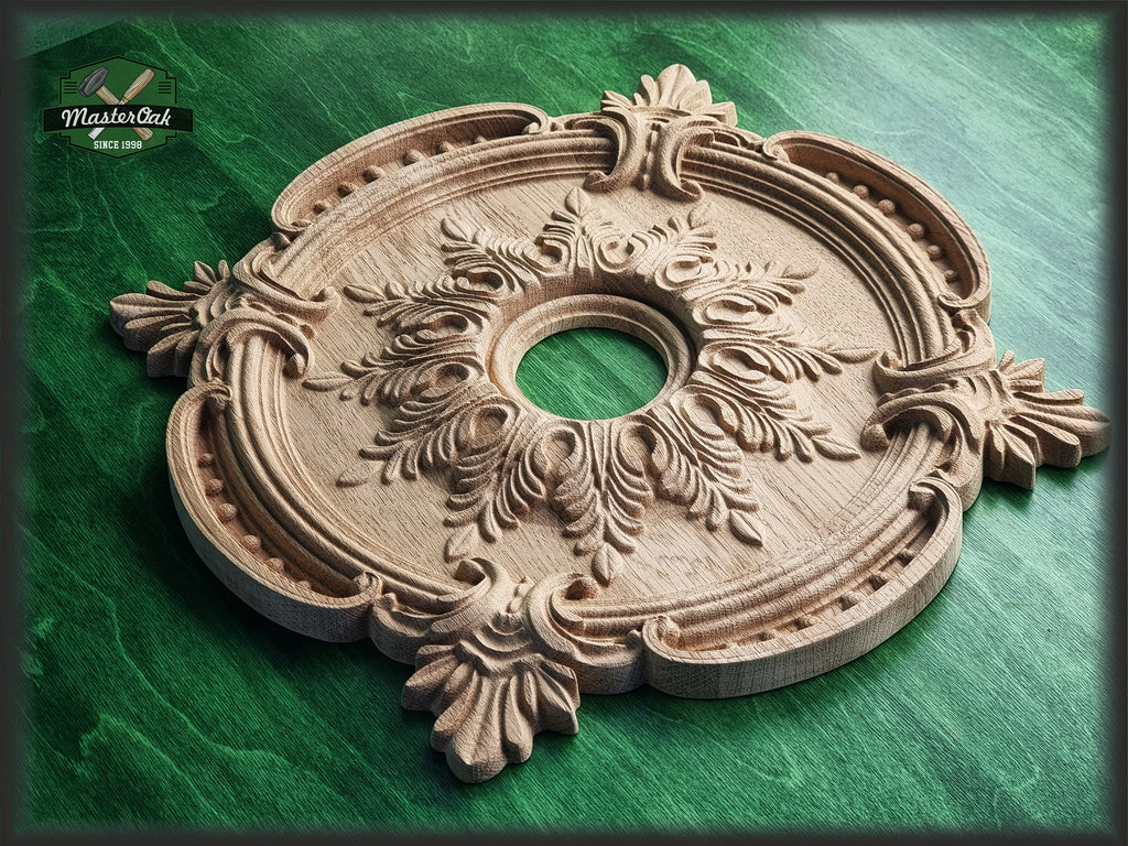 Round Architectural Applique Rosette Onlay Detailed Acanthus Ornamentation