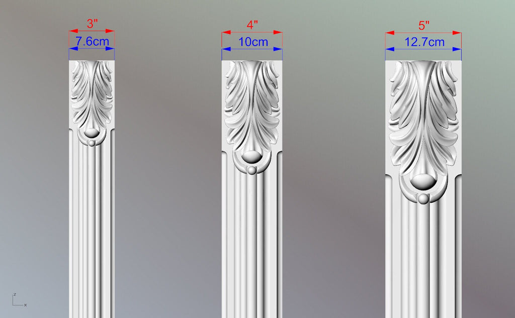 Wood pilasters for Fireplace, Set 2pc, Pair of Carved Wood Trim Post Pillars