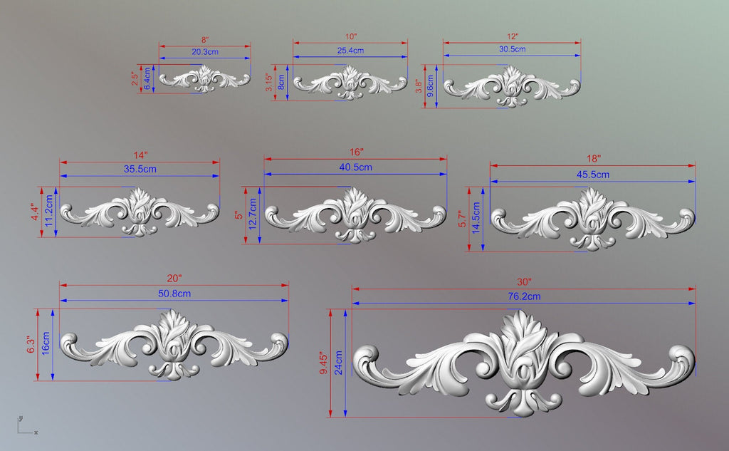 Large Unfinished Center Onlay With Acanthus Scrolls From Oak, 1pc, Home Wall Embellishments, Furniture Carving, Wood Onlay