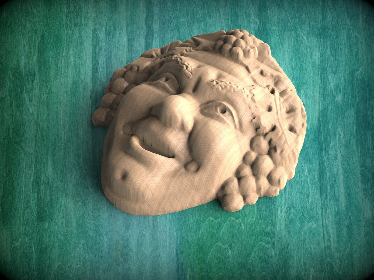 Bacchus,  Dionysus, the god of wine, 1pc wood decor unfinished, grape decor of wood