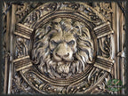 Wooden Lion Head Panel Carved wood carvings wood wall hanging plaque