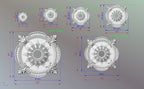 Round Architectural Applique Rosette Onlay Detailed Acanthus Ornamentation