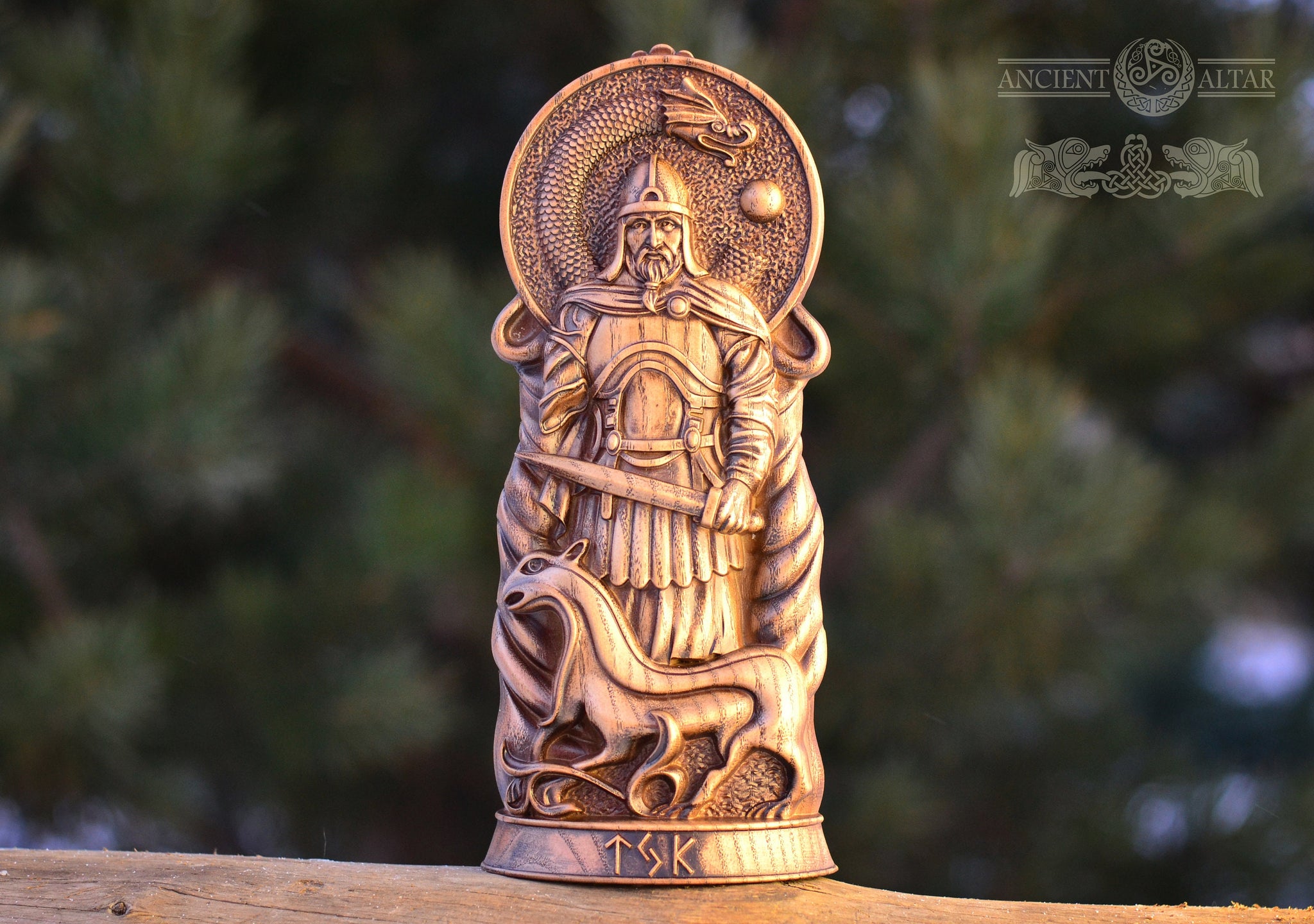 Thor statue, Mjollnir, Ragnarok, norse gods, wood carving altar heathen asatru viking popular god and goddes sculpture wooden scandinavian pantheon