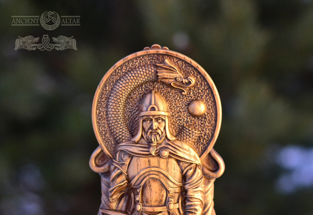 Tyr, Norse pagan god statue, for Asatru Altar kit and heathen ritual, Scandinavian gods altar mythology wood sculpture