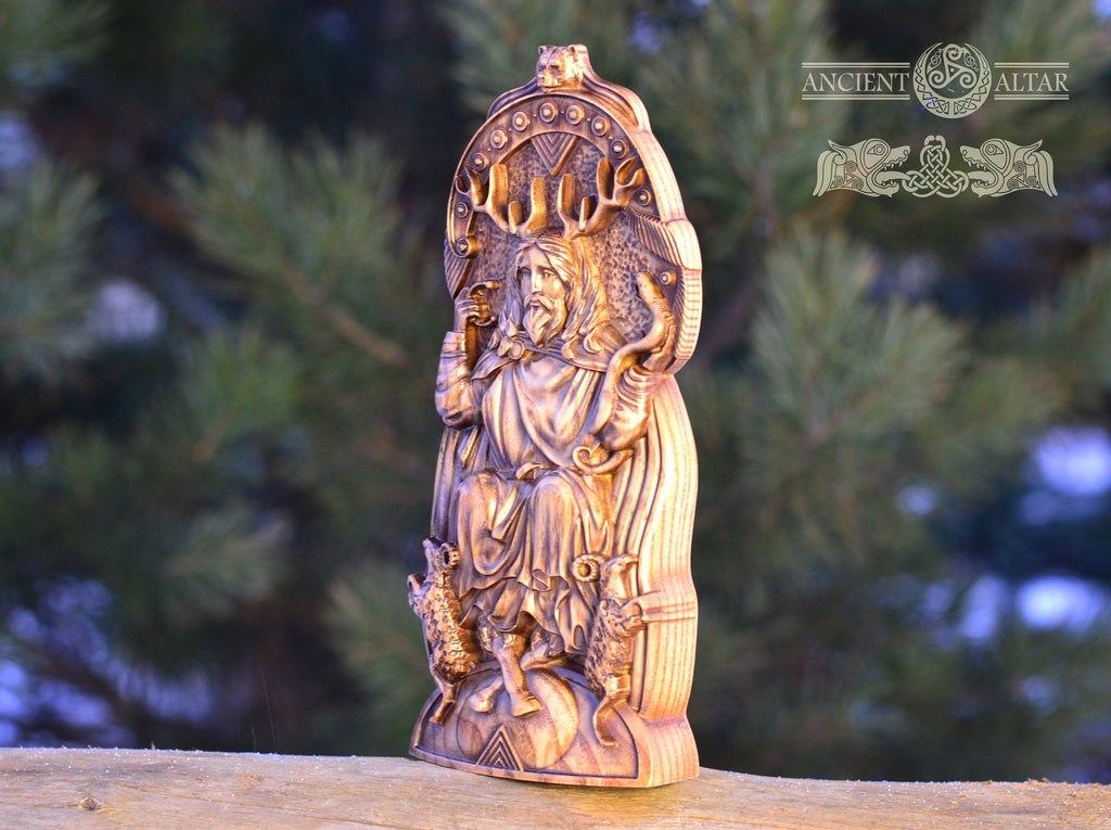 Cernunnos statue, Cernunnos figure, Cernun, wood horned god, celtic god, altar statue, wiccan, druid, pagan god