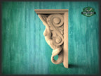 Corbel Mermaid of wood, Unpainted, Decorative Carved Wooden Corbel, 1pc, Home Wall Embellishments, wood onlays, wood wall art decor