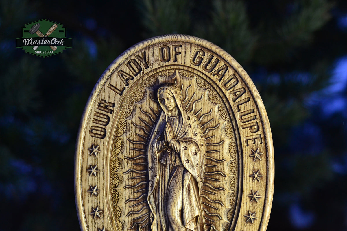 Our Lady of Guadalupe Wood carved Virgin Mary de Guadalupe Religious catholic icons Gift ideas for women Gifts for mom Wooden Wall art