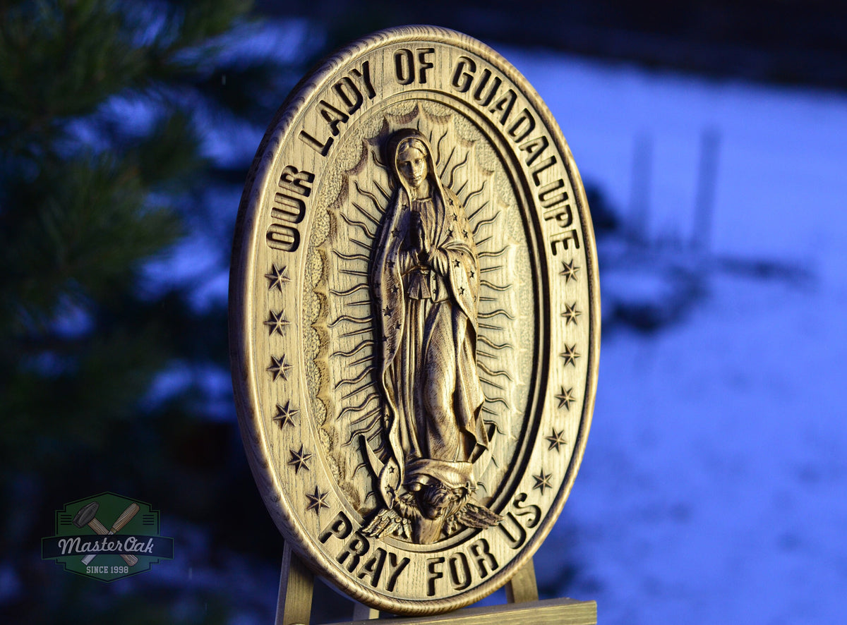 Our Lady of Guadalupe Wood carved Virgin Mary de Guadalupe Religious catholic icons Gift ideas for women Gifts for mom Wooden Wall art