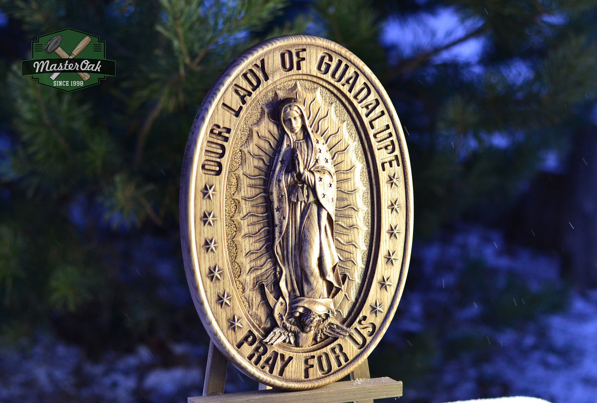Our Lady of Guadalupe Wood carved Virgin Mary de Guadalupe Religious catholic icons Gift ideas for women Gifts for mom Wooden Wall art