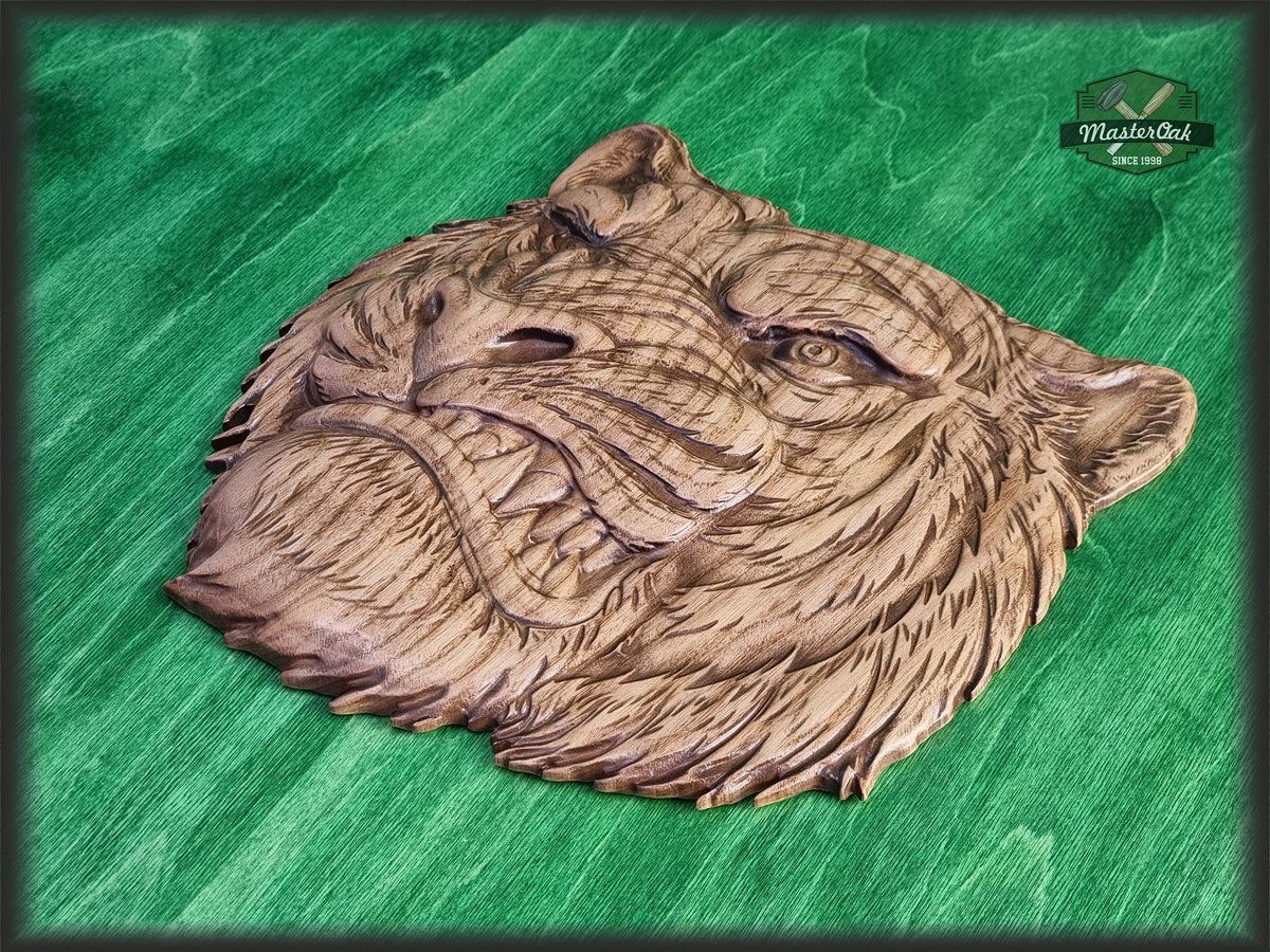 Tiger Head carved wall art, Carved tiger, Tiger of wood, Wood carving