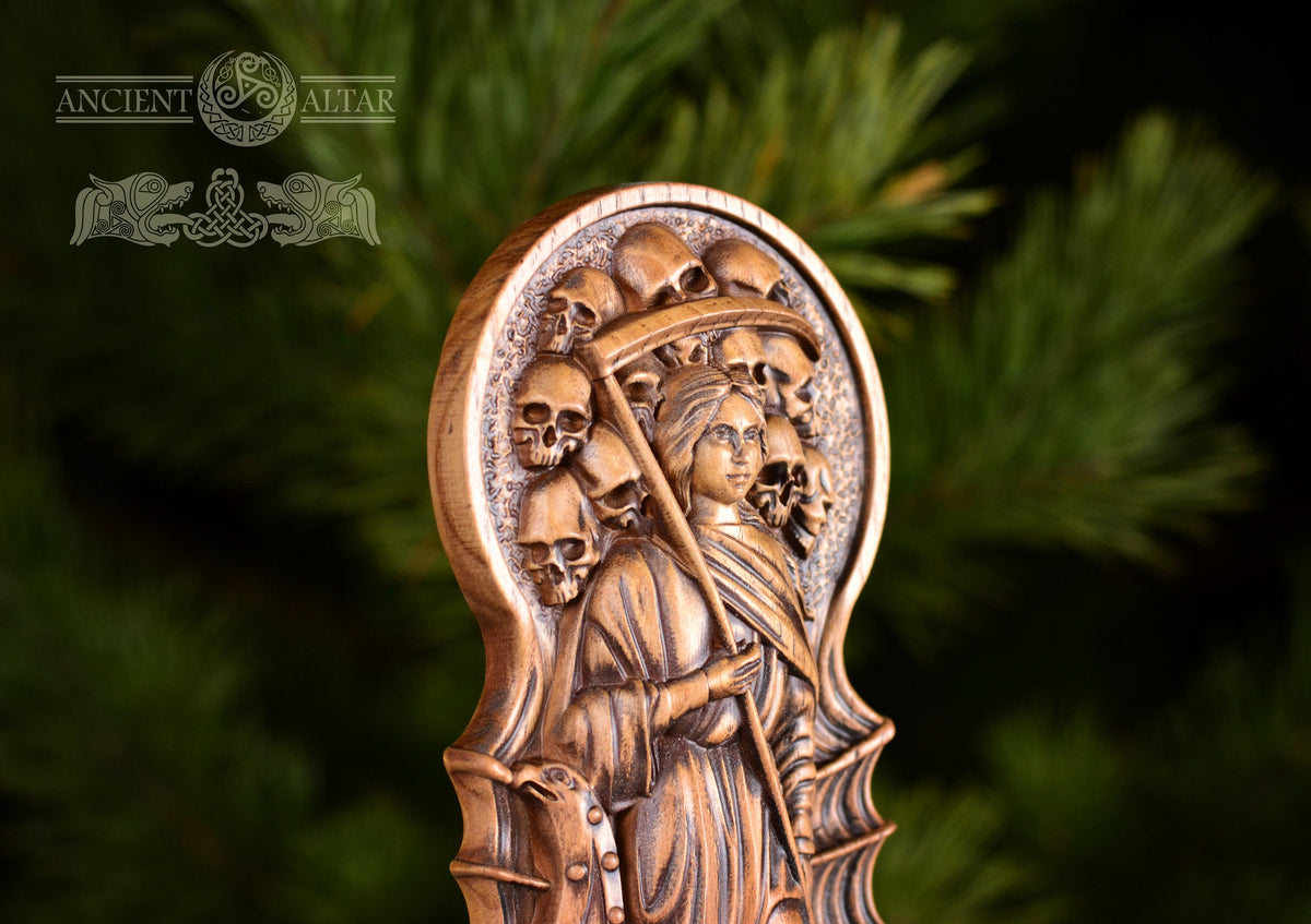 Hel, Hel statue, norse goddess, norse pantheon, viking pagan asatru heathen goddess and god scandinavian gods altar mythology