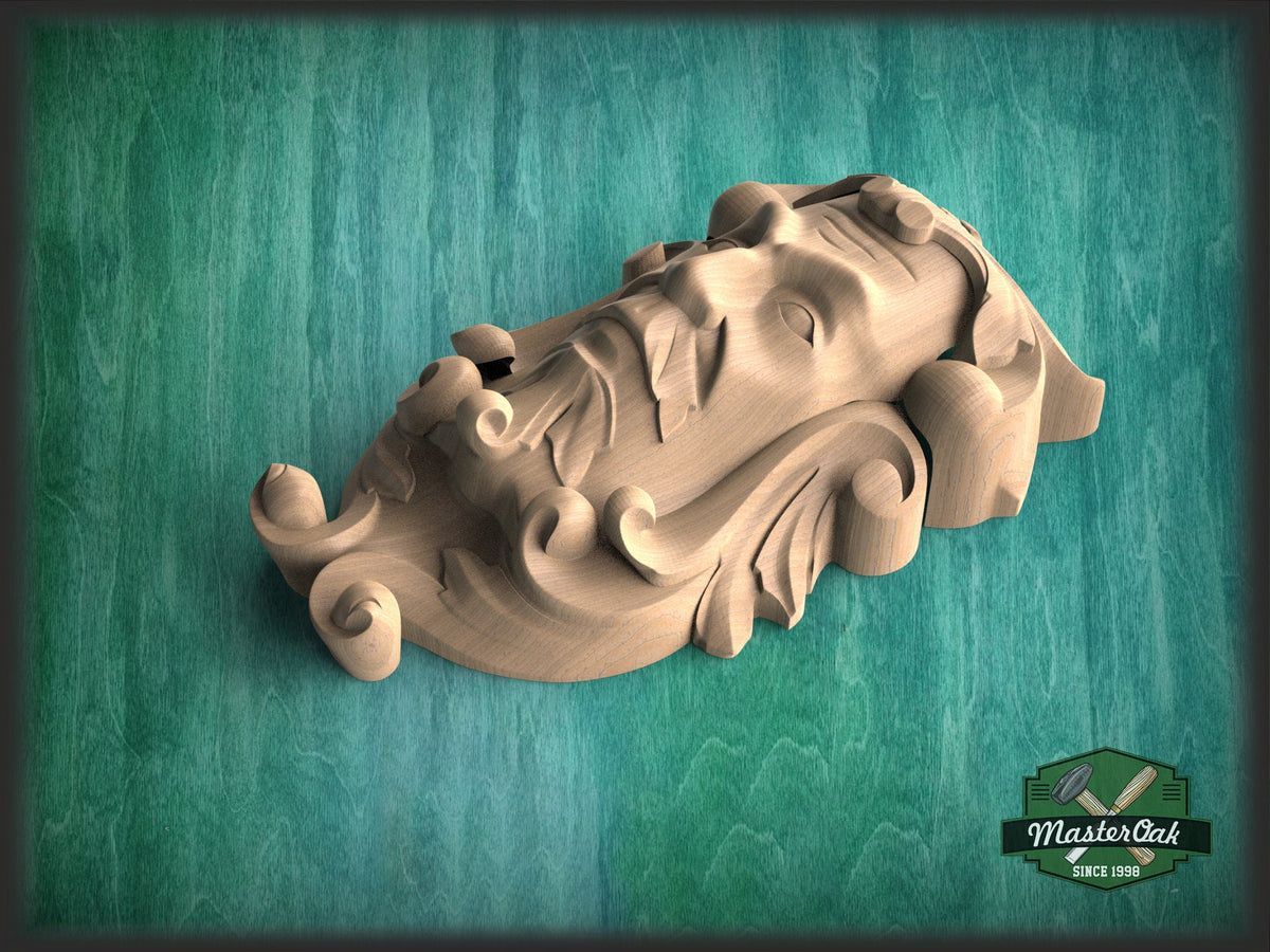 Green Man Onlay, Decorative Wooden Corbel, Antique Wood Shelf Bracket, Cornice Corbel Entablature