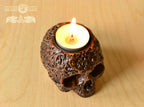 Skull Candle holder, Pagan candlestick, Scandinavian, home altar, sugar skull, runes, norse, viking, heathen, santa muerte