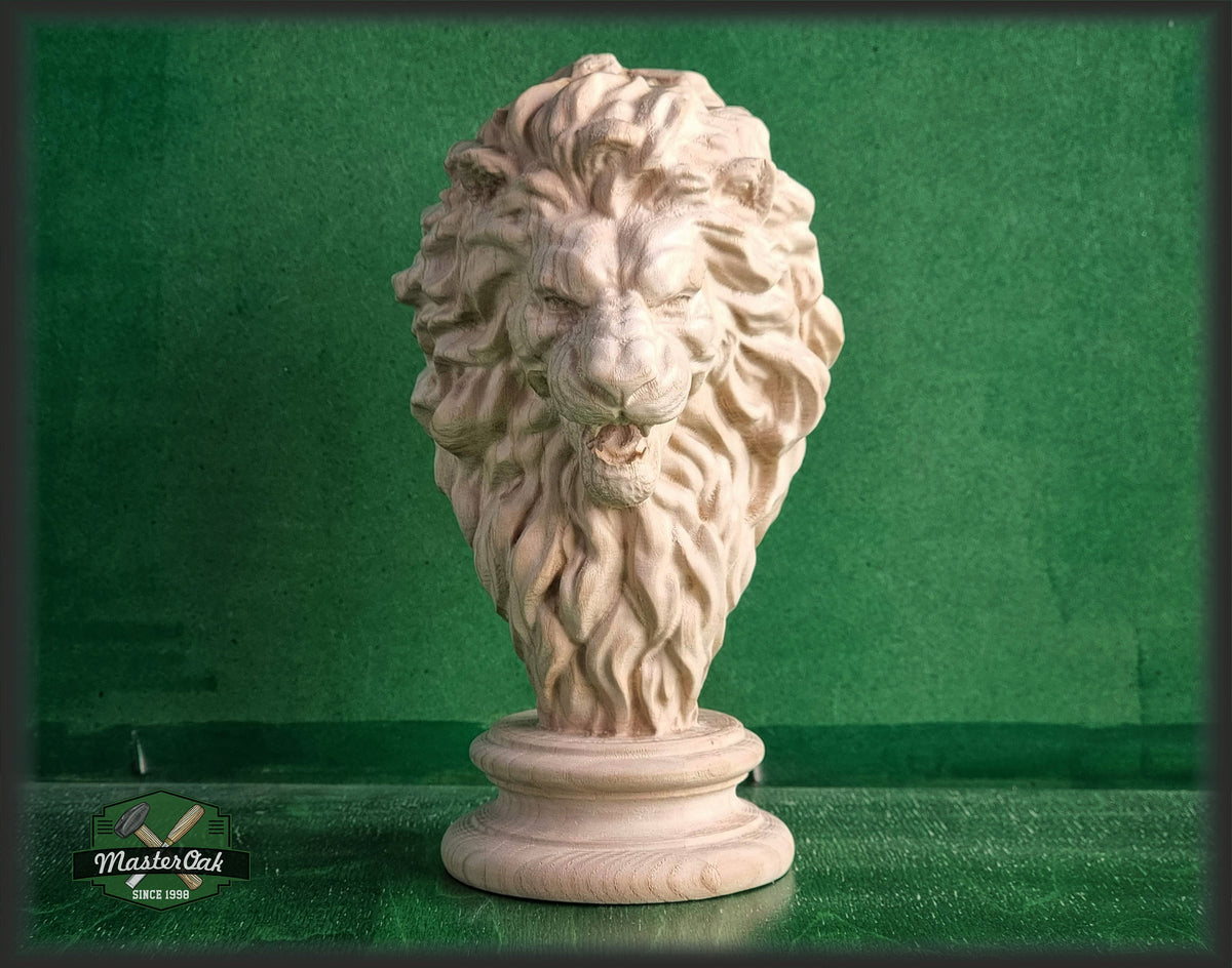 Lion Wooden Finial, Lion statue for Staircase Newel Post, Lion finial bed post, Lion statue of wood