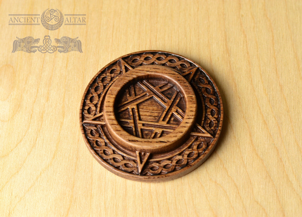 Candle holder, Norse candlestick, Scandinavian, home altar, runic stone, runes, norse, viking, heathen, handmade