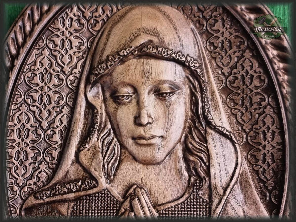 Virgin Mary wooden panel, Wood carved Virgin Mary, Religious catholic icons Gift ideas for women Gifts for mom Wooden Wall art