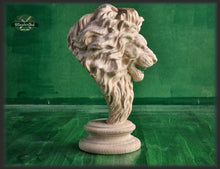 Load image into Gallery viewer, Lion Wooden Finial, Lion statue for Staircase Newel Post, Lion finial bed post, Lion statue of wood
