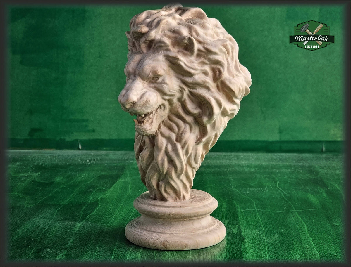 Lion Wooden Finial, Lion statue for Staircase Newel Post, Lion finial bed post, Lion statue of wood