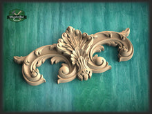 Load image into Gallery viewer, Carved Wood Applique for Fireplace Mantel, 1pc, Home Wall Embellishments, Furniture Carving, Wood Onlay
