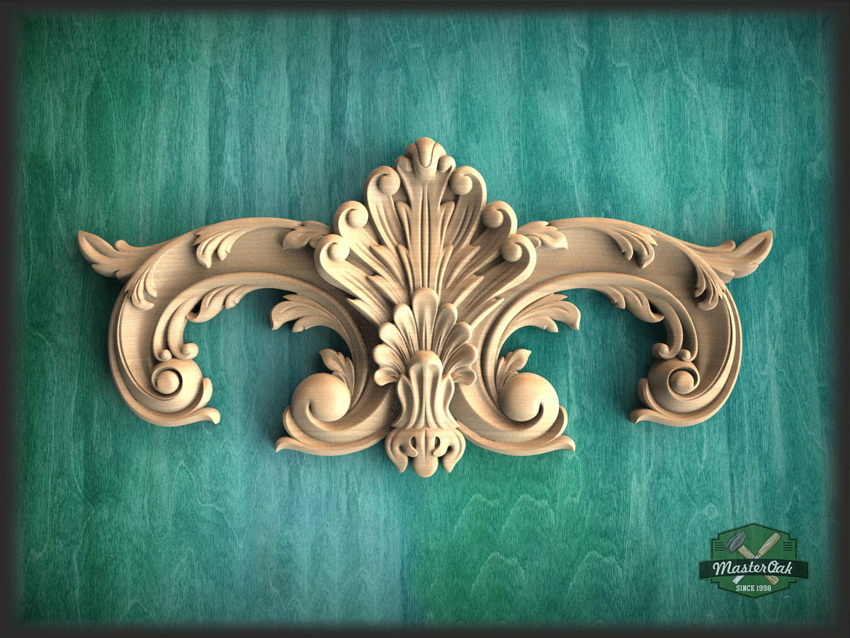 Carved Wood Applique for Fireplace Mantel, 1pc, Home Wall Embellishments, Furniture Carving, Wood Onlay