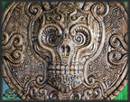 Skull panel gift made of wood, wood wall art, gift for him, wall decor carving, Santa Muerte, Dark Art