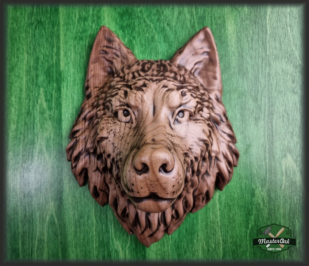 Beautiful Wolf Head of wood, Painted, 1pc, Applique furniture decor DIY Furniture Trim Supplies wall ornaments pediments