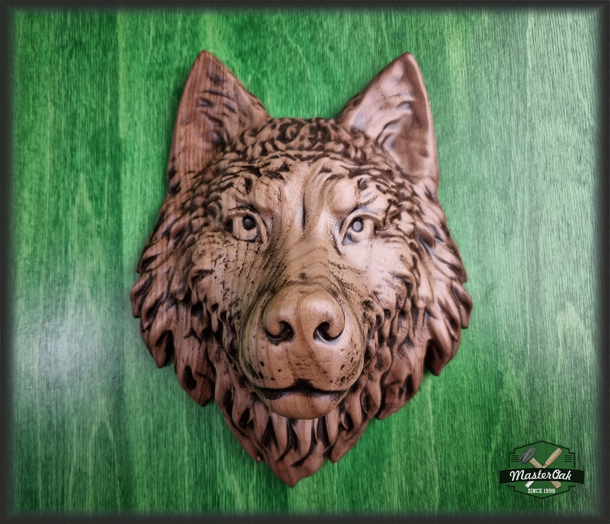 Beautiful Wolf Head of wood, Painted, 1pc, Applique furniture decor DIY Furniture Trim Supplies wall ornaments pediments