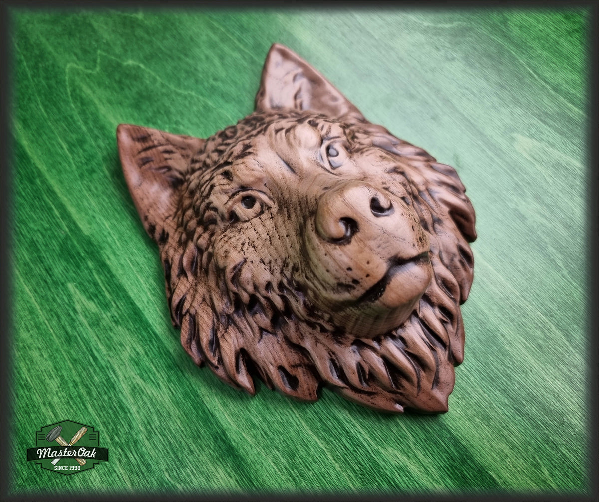 Beautiful Wolf Head of wood, Painted, 1pc, Applique furniture decor DIY Furniture Trim Supplies wall ornaments pediments