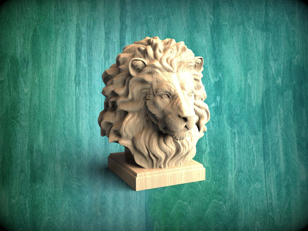 Lion finial bed post, Lion Wooden Finial, Lion statue for Staircase Newel Post, Lion statue of wood