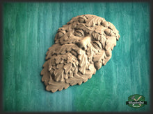 Load image into Gallery viewer, Greenman wood onlay, Greenman Plaque, Wooden Greenman, Green Man, Greenman Carving, Greenman Wood Art
