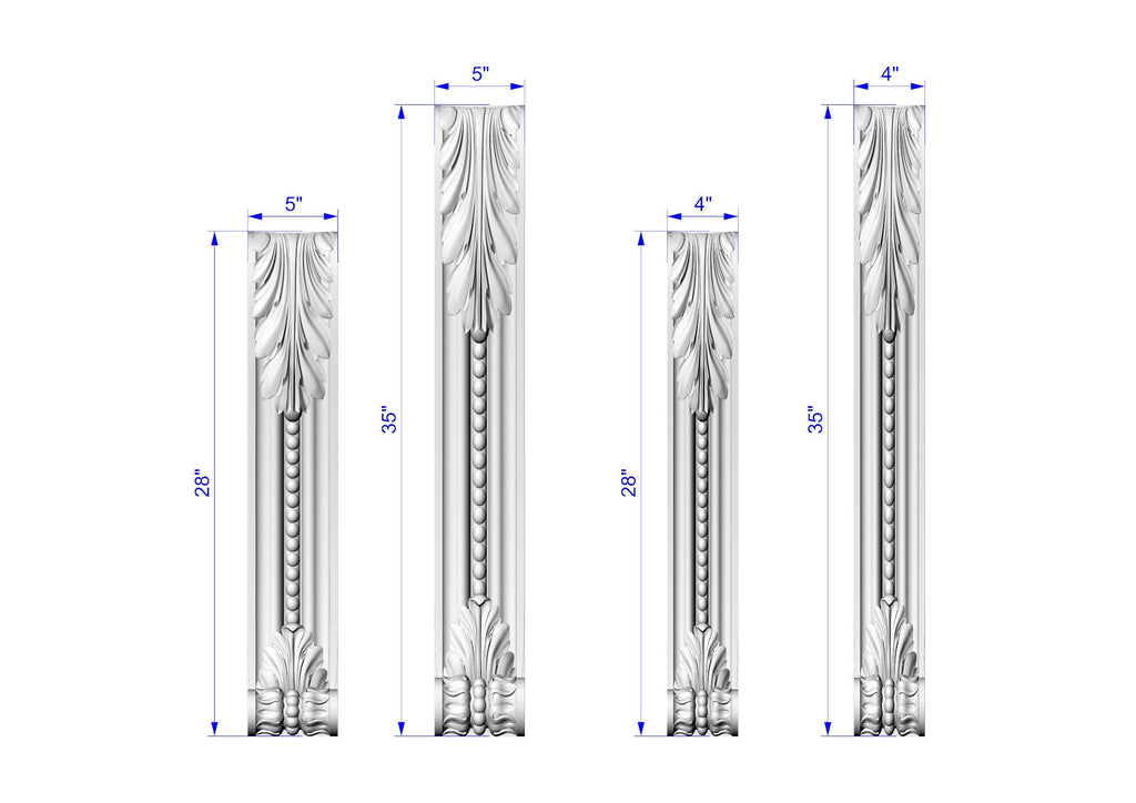 Perfect Carved Wooden Decorative Architectural,  Set 2pc, Corbel Wood pilasters for Fireplace, Pair of Carved Wood Trim Post Pillars