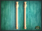Half Column pilasters for Fireplace, Set 2pc, Pair of Carved Wood Trim Post Pillars