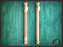 Load image into Gallery viewer, Half Column pilasters for Fireplace, Set 2pc, Pair of Carved Wood Trim Post Pillars
