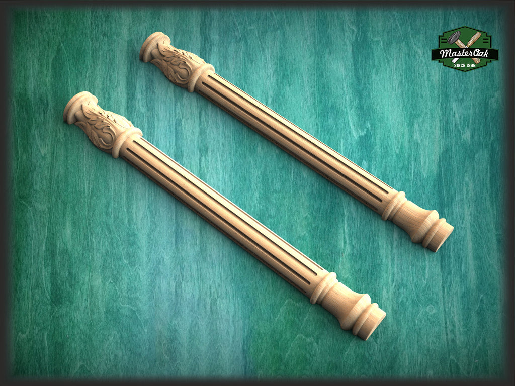Half Column pilasters for Fireplace, Set 2pc, Pair of Carved Wood Trim Post Pillars
