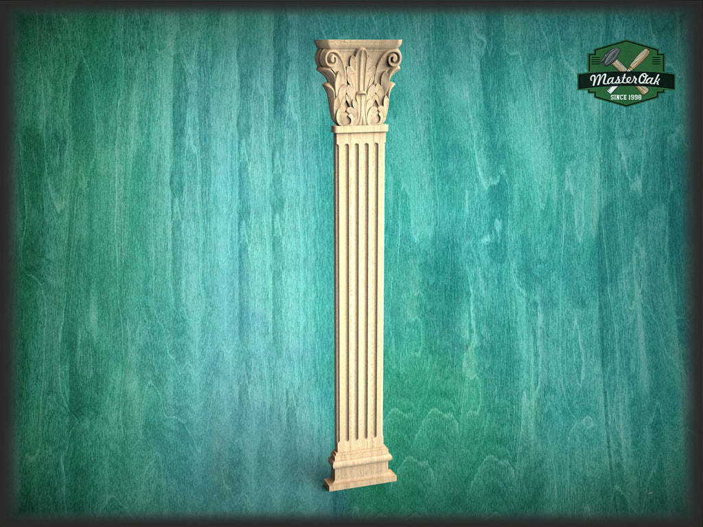 Corinthian pilaster column classic flute Ionic, Carved Wood Trim Post Pillars