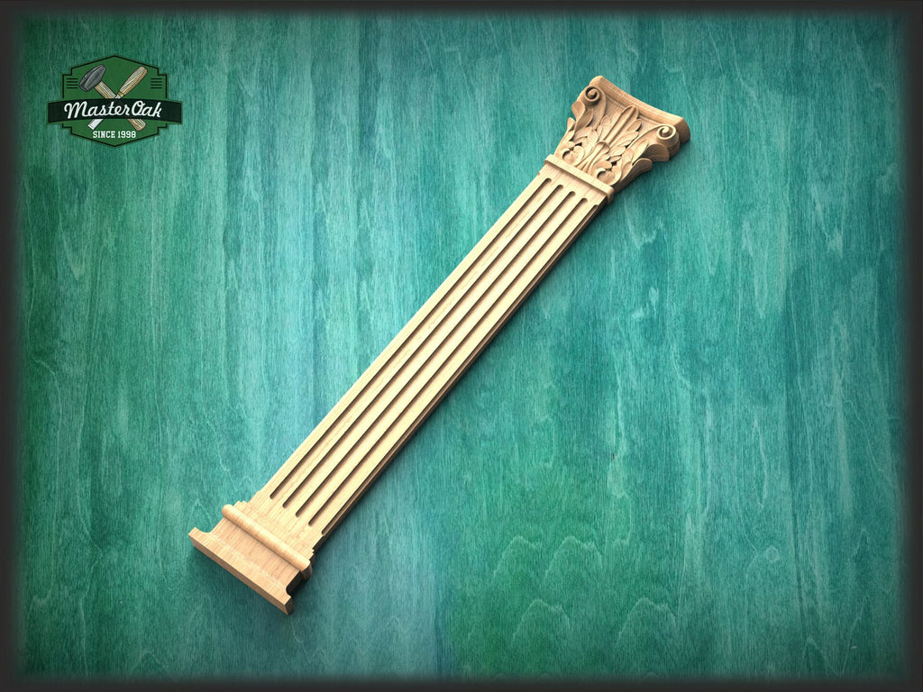 Corinthian pilaster column classic flute Ionic, Carved Wood Trim Post Pillars