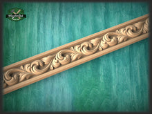 Load image into Gallery viewer, Baroque style floral moulding,  40&quot; Ornate molding panel from oak, Carved wooden Baguette
