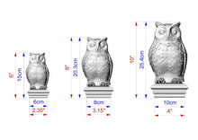 Load image into Gallery viewer, Owl Wooden Finial for Staircase Newel Post, Owl finial bed post, Owl statue of wood, Decorative Newel Post Cap Bird Face
