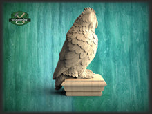 Load image into Gallery viewer, Owl Wooden Finial for Staircase Newel Post, Owl finial bed post, Owl statue of wood, Decorative Newel Post Cap Bird Face
