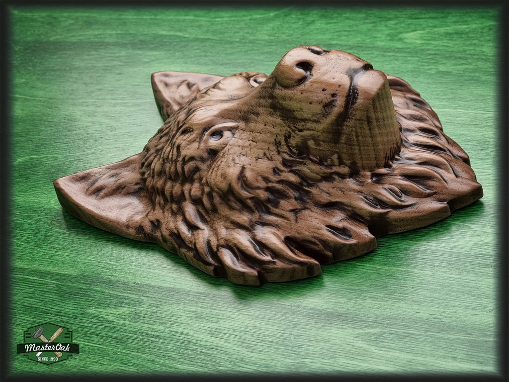 Beautiful Wolf Head of wood, Painted, 1pc, Applique furniture decor DIY Furniture Trim Supplies wall ornaments pediments