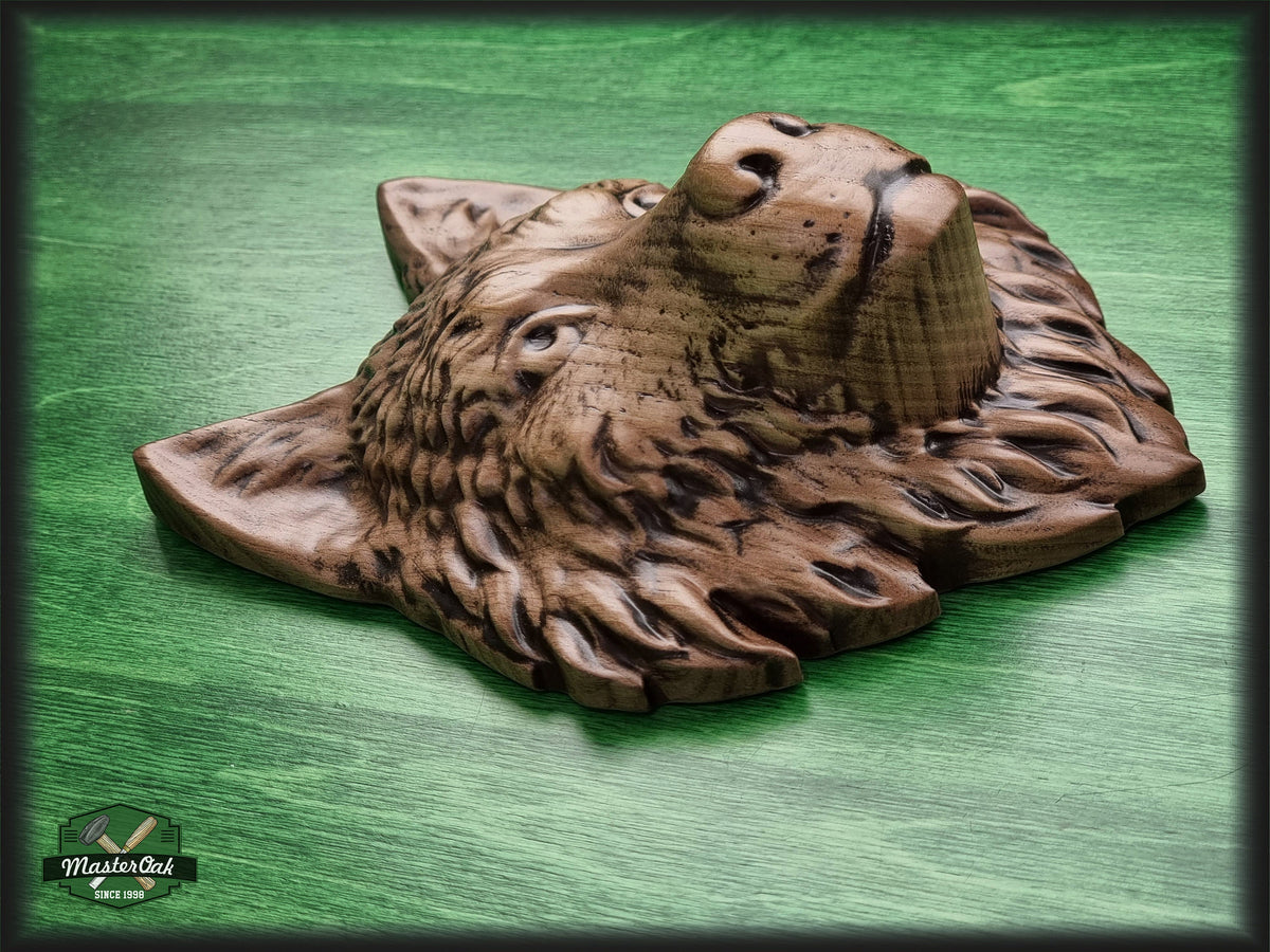 Beautiful Wolf Head of wood, Painted, 1pc, Applique furniture decor DIY Furniture Trim Supplies wall ornaments pediments