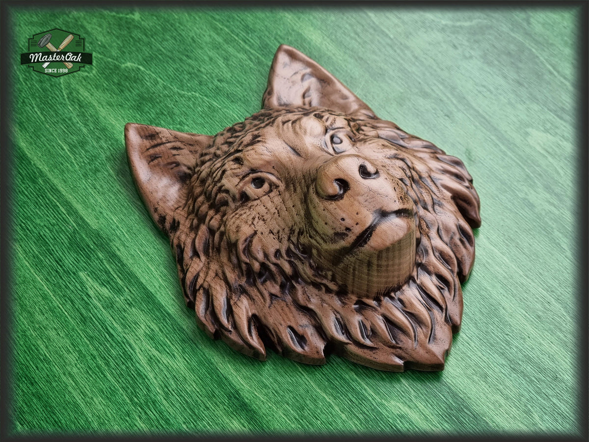 Beautiful Wolf Head of wood, Painted, 1pc, Applique furniture decor DIY Furniture Trim Supplies wall ornaments pediments