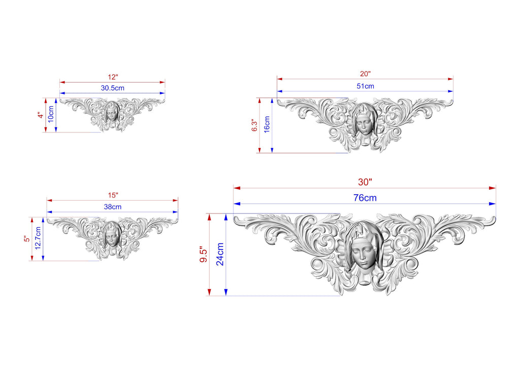 Our Lady Carved Wood Applique for Fireplace Mantel, carved flower, horizontal decor, carved decoration of wood, wooden onlay