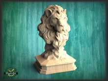 Load image into Gallery viewer, Lion Wooden Statue, Lion statue for Staircase Newel Post, Lion finial bed post, Lion statue of wood, Lion post cap
