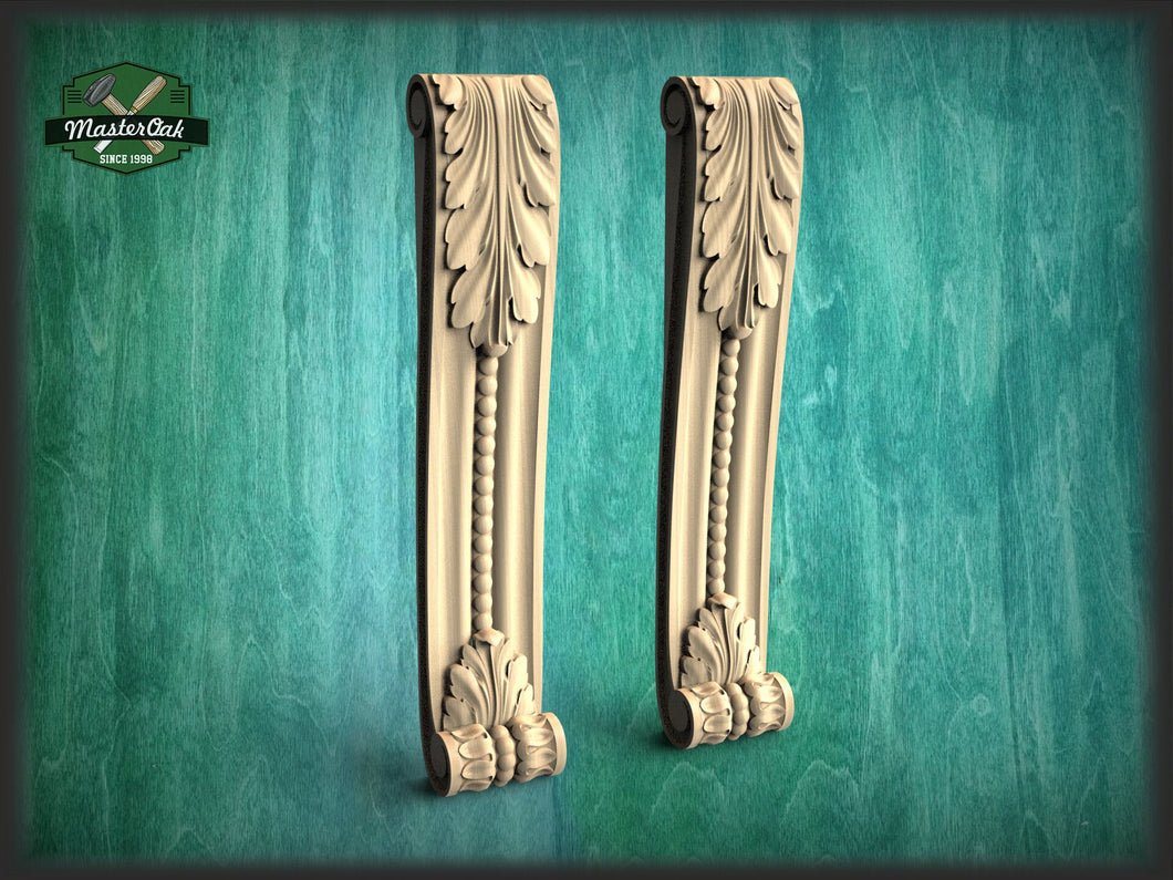 Perfect Carved Wooden Decorative Architectural,  Set 2pc, Corbel Wood pilasters for Fireplace, Pair of Carved Wood Trim Post Pillars