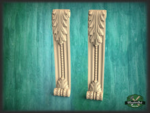 Load image into Gallery viewer, Perfect Carved Wooden Decorative Architectural,  Set 2pc, Corbel Wood pilasters for Fireplace, Pair of Carved Wood Trim Post Pillars
