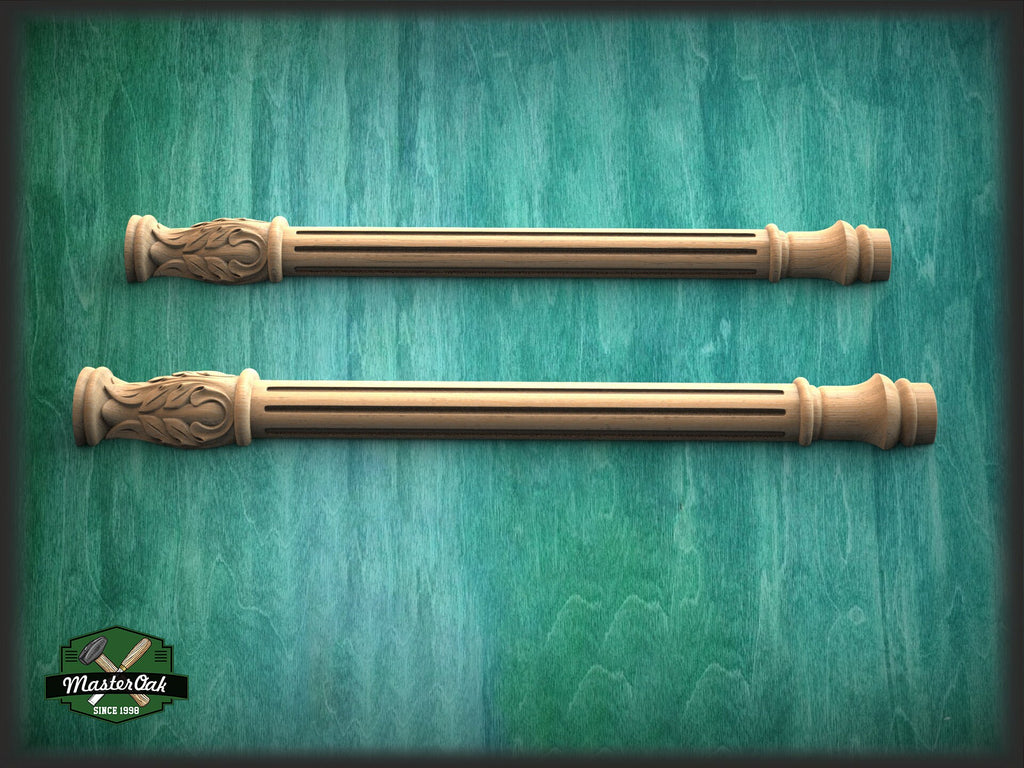 Half Column pilasters for Fireplace, Set 2pc, Pair of Carved Wood Trim Post Pillars