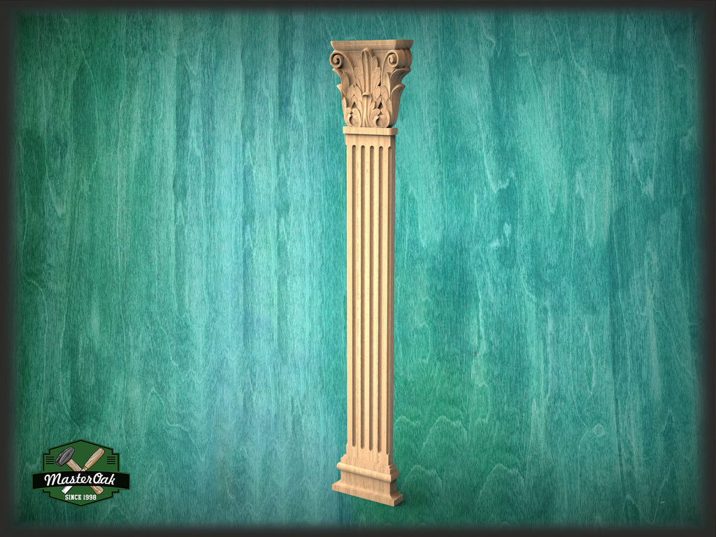 Corinthian pilaster column classic flute Ionic, Carved Wood Trim Post Pillars